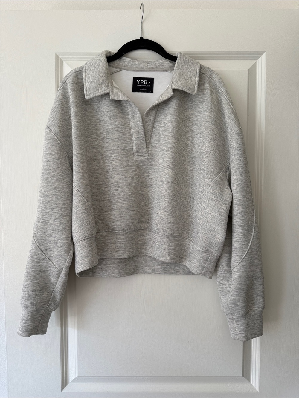 NWOT - Abercrombie & Fitch YPB neoKNIT Polo Sweatshirt in Heather Gray